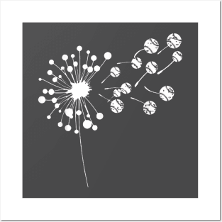 Baseball Paddle Lover Fan Dandelion Seeds Floral Art Gift T-Shirt Posters and Art